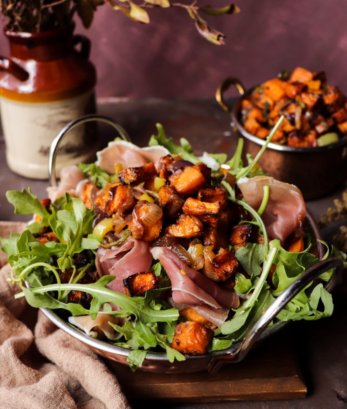Roasted Sweet Potato Salad with Caramelized Onions and Prosciutto