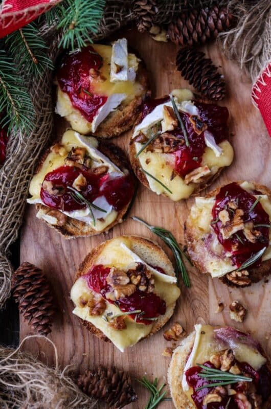 Brie Lingonberry Jam Crostini - A Festive Holiday Appetizer