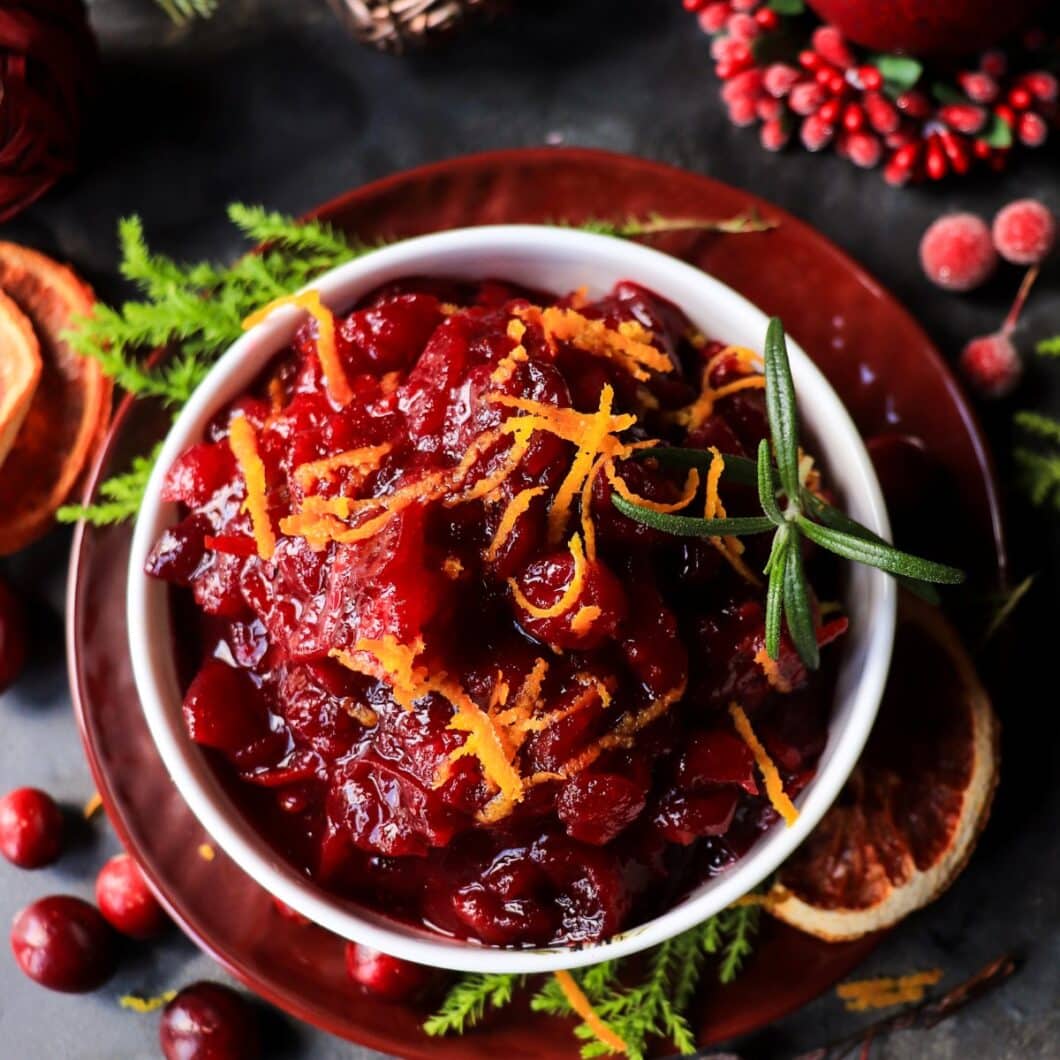 Cranberry Maple Orange Sauce with Brandy and Rosemary