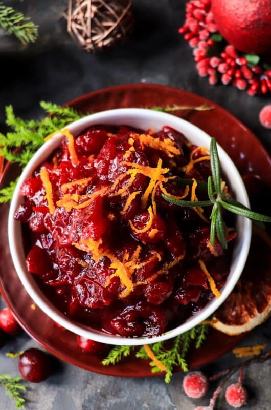 Cranberry Maple Orange Sauce with Brandy and Rosemary