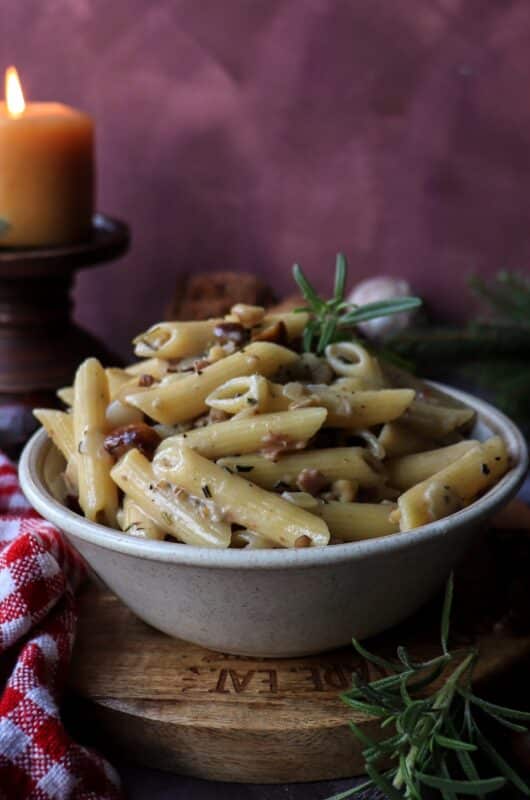 Creamy Chestnut Pasta with Prosciutto, Rosemary, and Nutmeg
