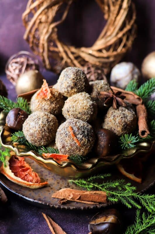 Date Chestnut Bliss Balls with Clove and Orange