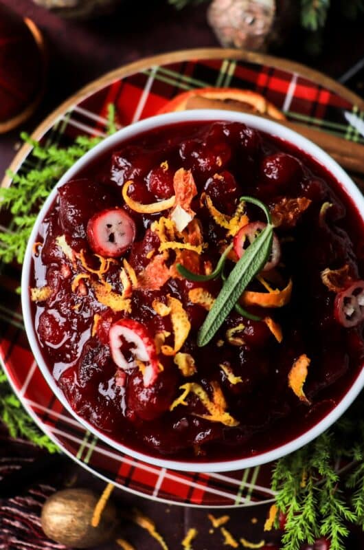 Honey Orange Cranberry Sauce with Rosemary