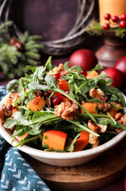 Festive Persimmon Pomegranate Salad with Honey Dressing