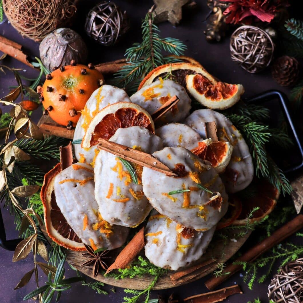 Spiced Orange Madeleines with Brandy Glaze