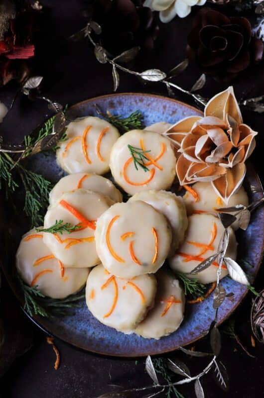 Clementine Shortbread Cookies with Brandy Glaze