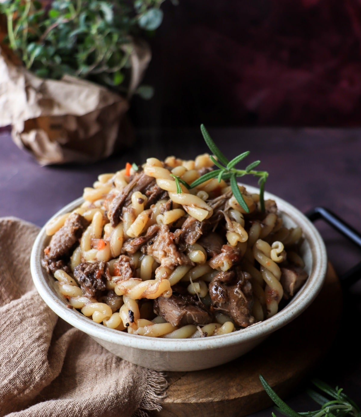 Venetian duck ragù pasta with tender shredded duck and short pasta, styled in a rustic bowl, a rich and elegant option for romantic dinner recipes.