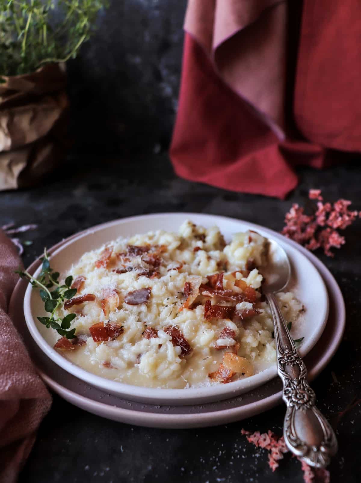 Northern Italian risotto with speck and white wine
