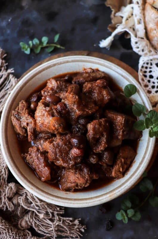 Sicilian-Inspired Beef Stew with Raisins and Pine Nuts