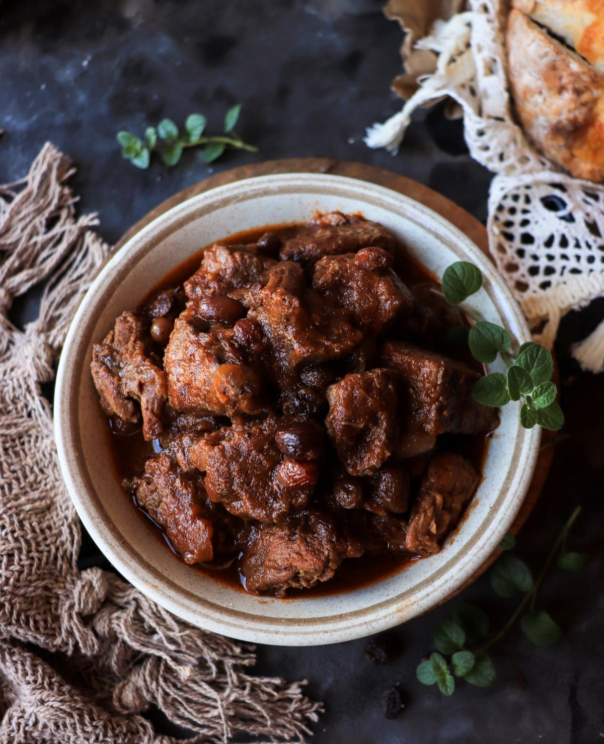 Sicilian-Inspired Beef Stew with Raisins and Pine Nuts