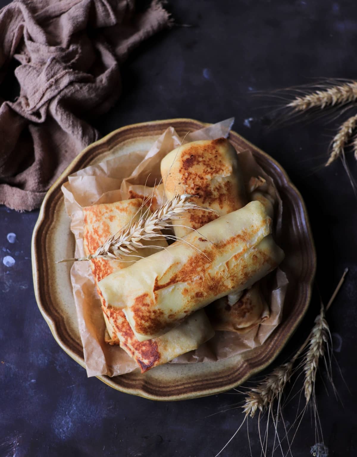 cottage cheese crepes with raisins fried until golden