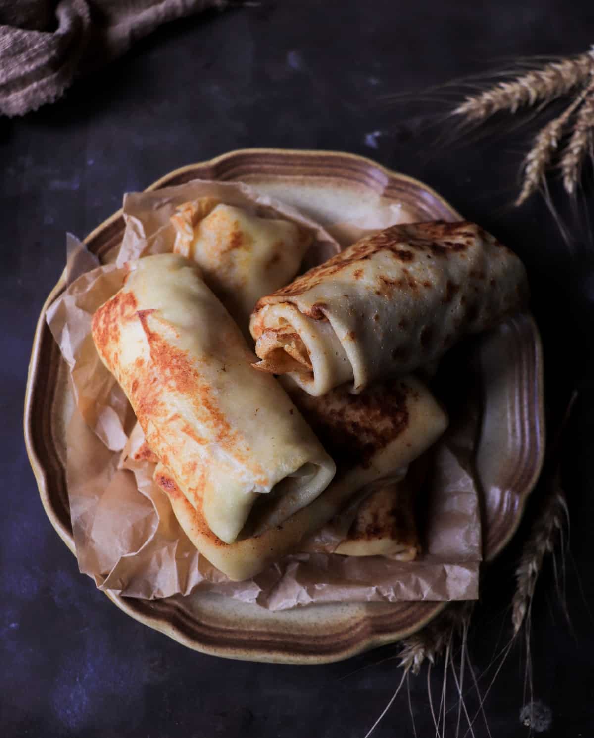 classic Eastern European crepes with pressed cottage cheese tvorog filling