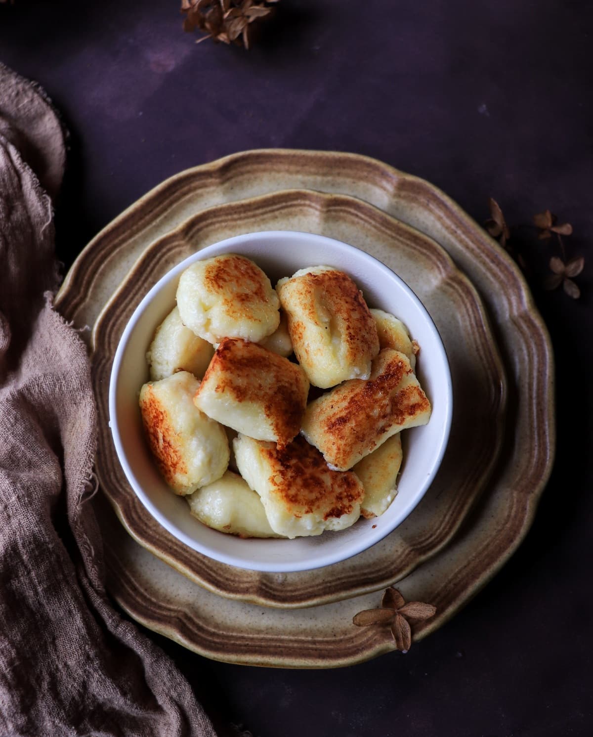 pan fried cottage cheese gnocchi made with tvorog.