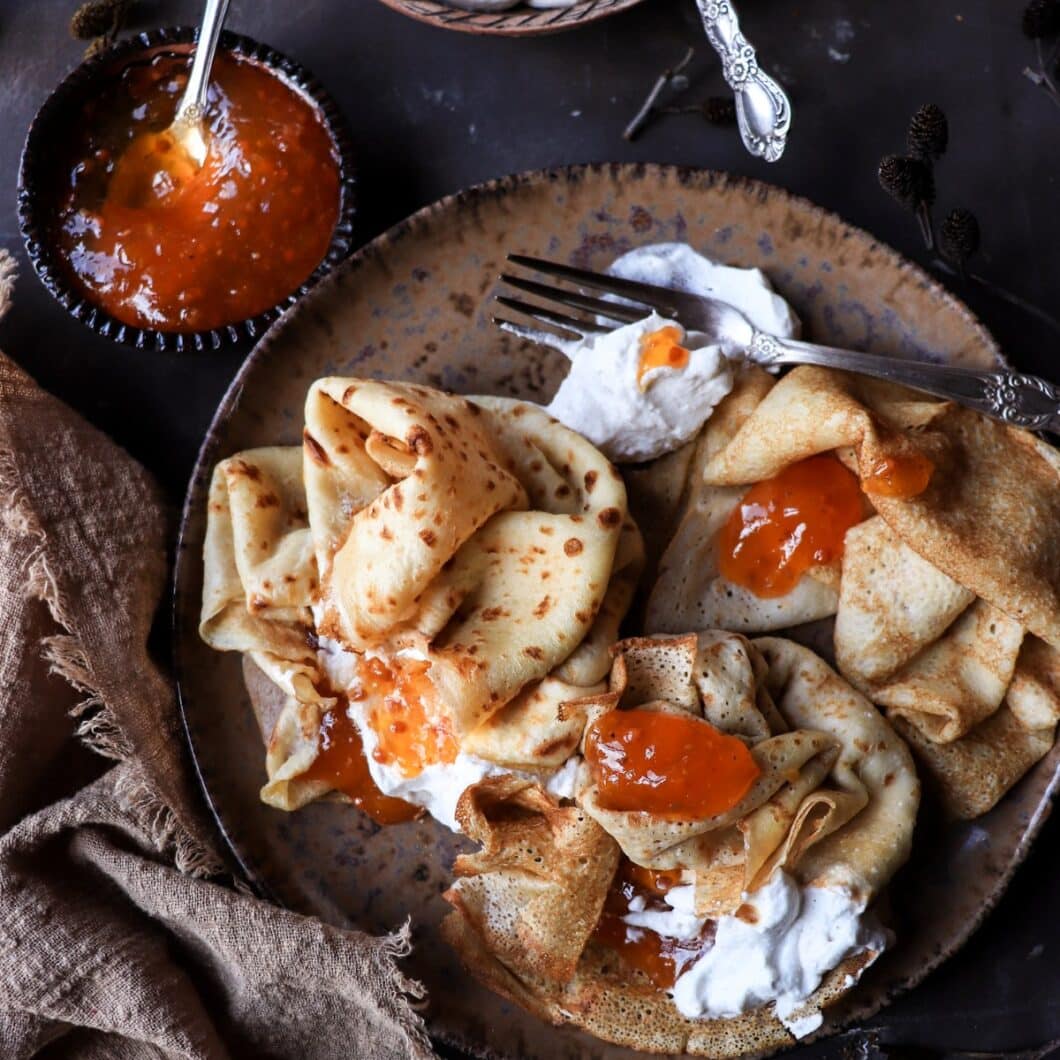Crêpes with Cloudberry Jam and Cardamom Whipped Cream