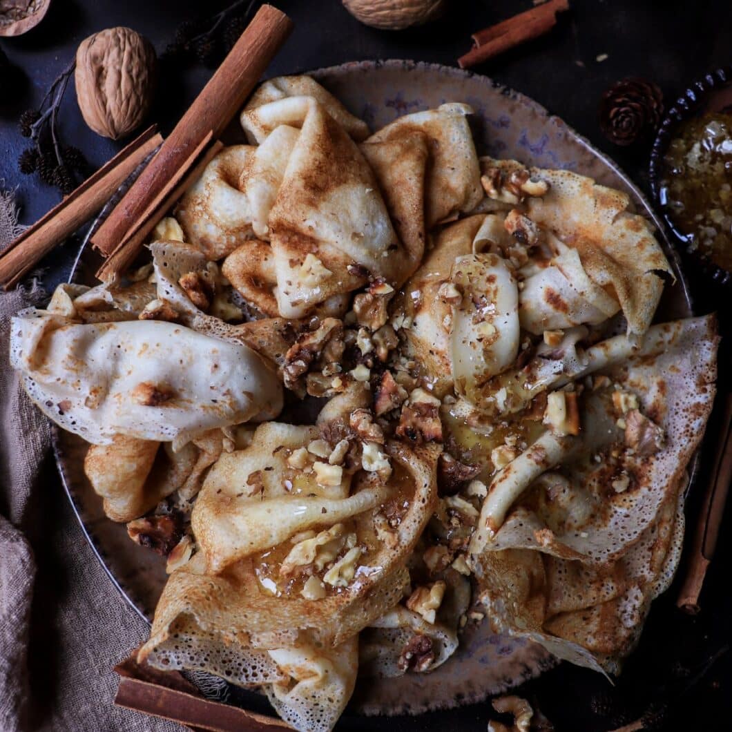 Crêpes with Honey and Toasted Walnuts