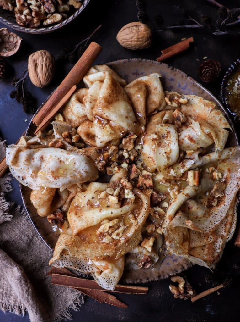Crêpes with Honey and Toasted Walnuts