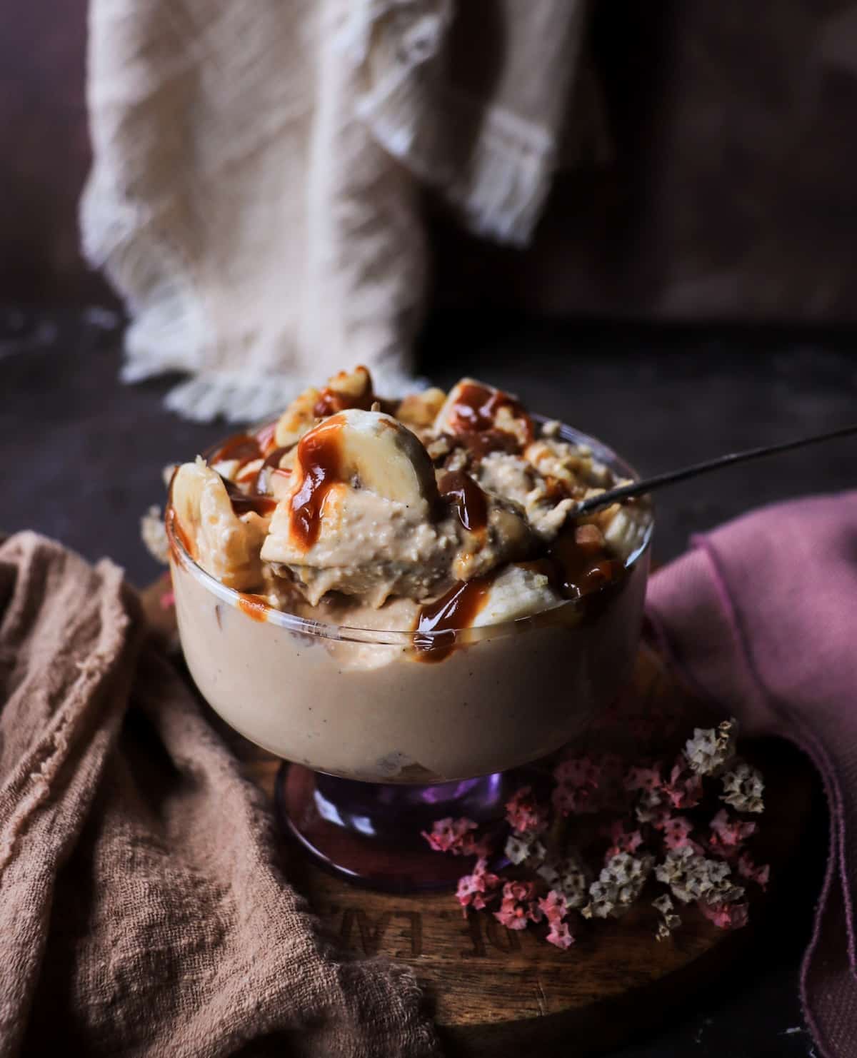 rustic high-protein cottage cheese dessert with dulce de leche
