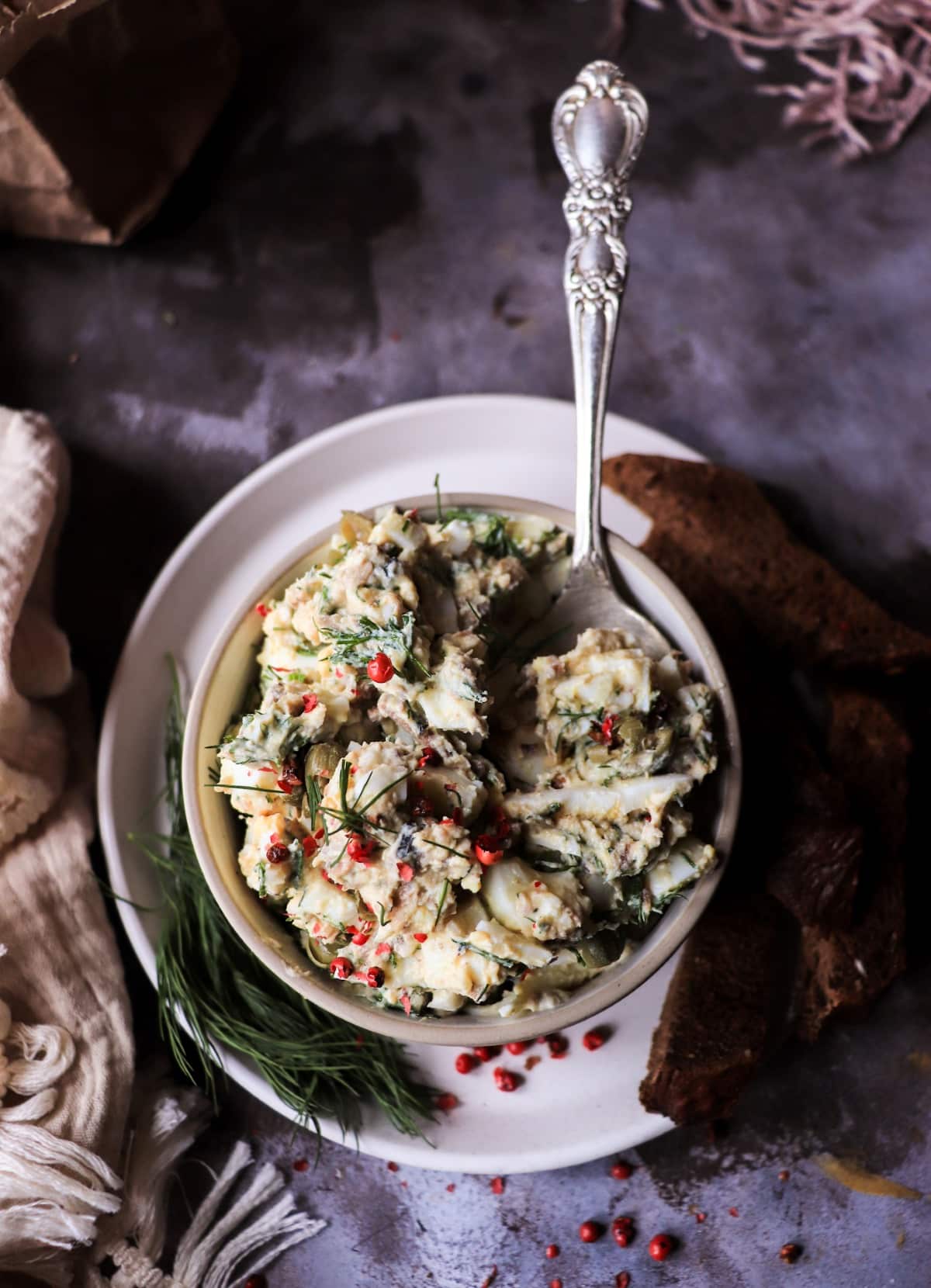 Baltic egg salad with smoked sprats