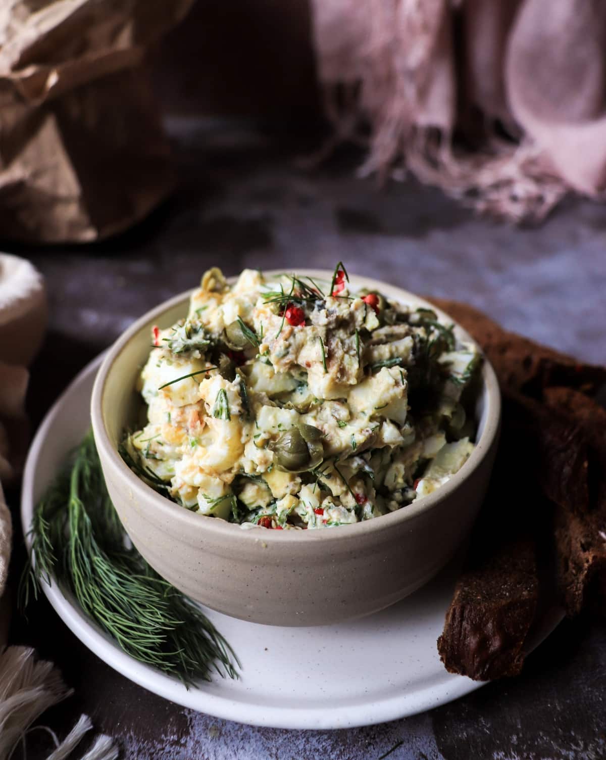Baltic egg salad with smoked sprats