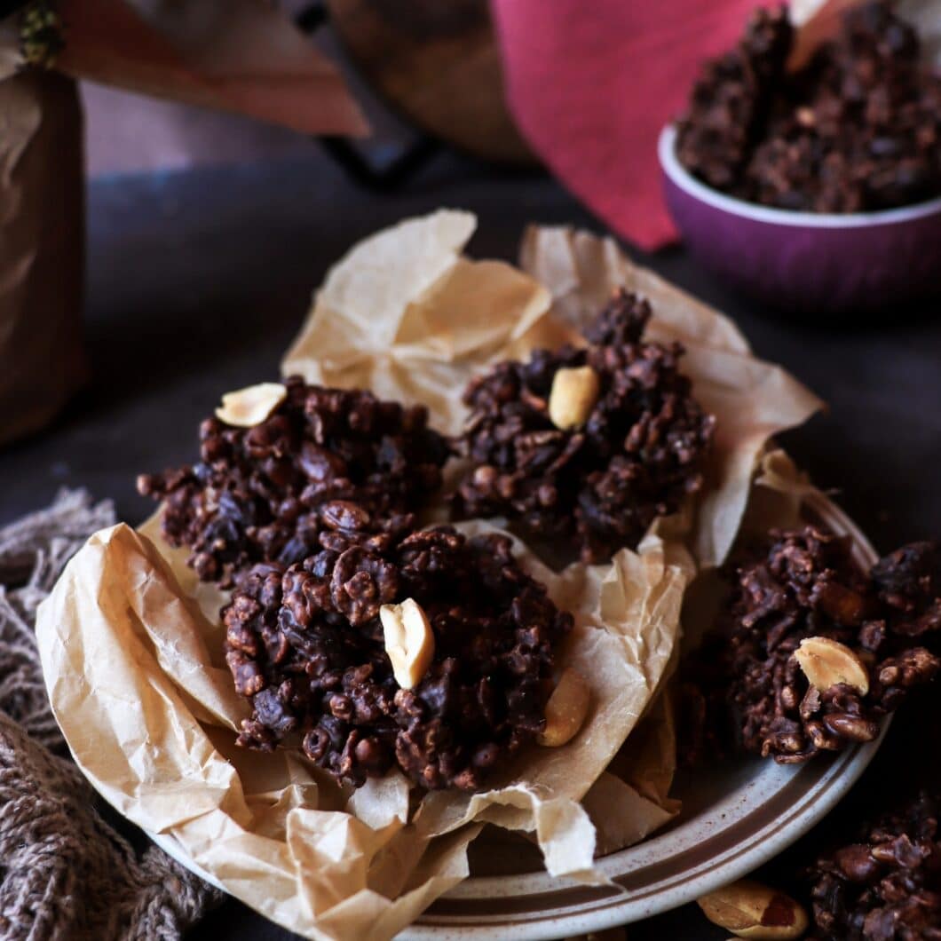 Espresso Chocolate Cornflake Clusters with Nuts and Raisins