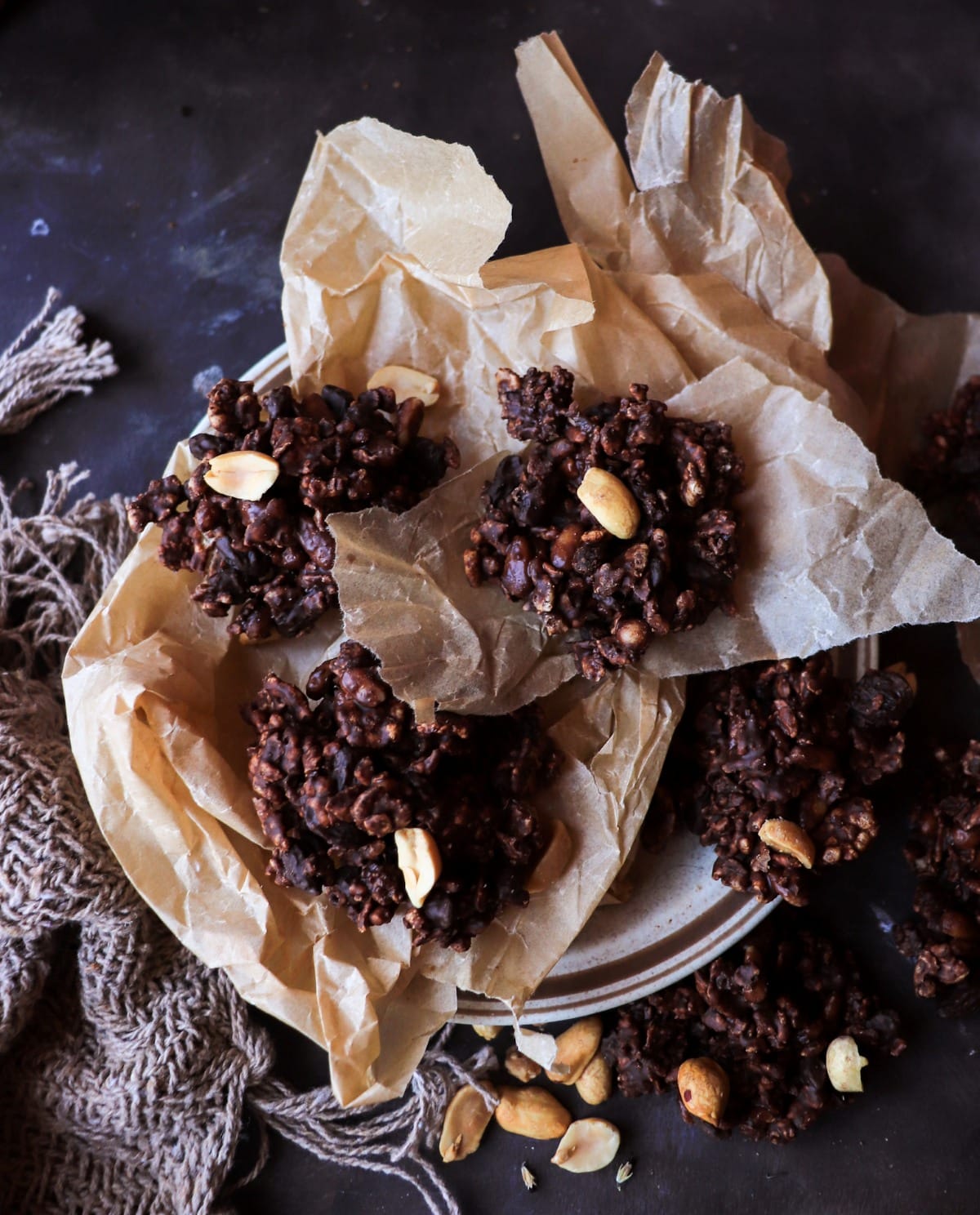 Espresso Chocolate Cornflake Clusters with Nuts and Raisins