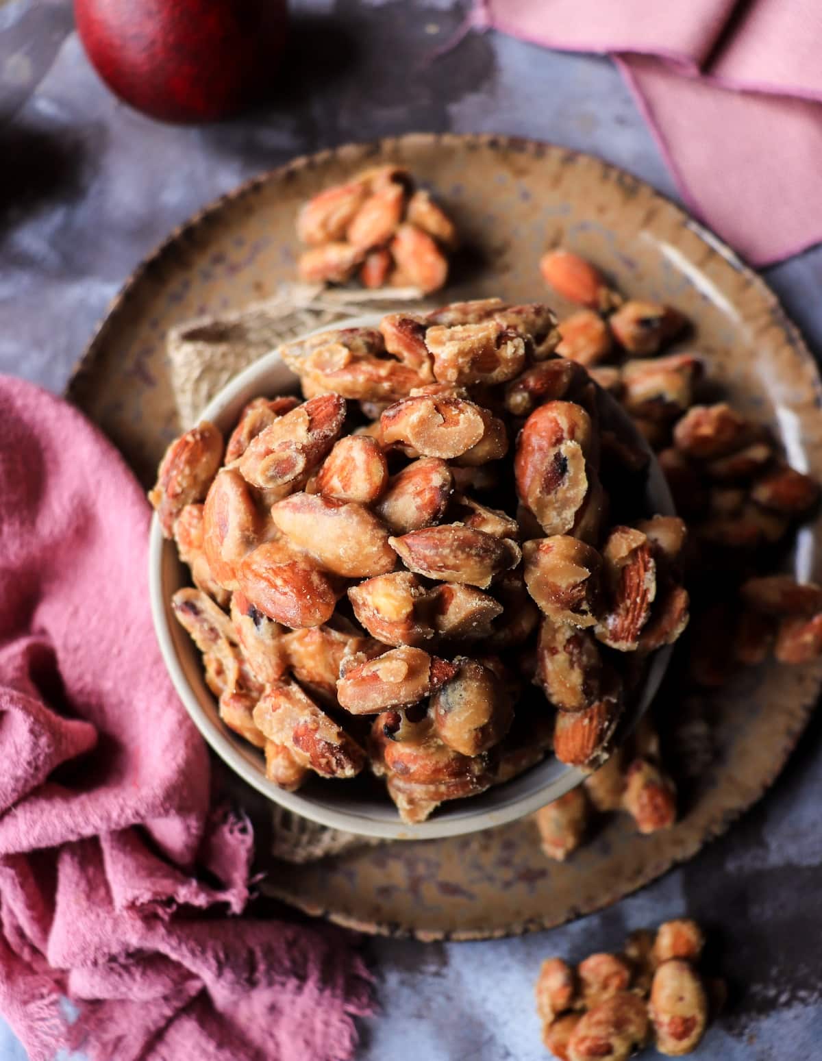 Easy stovetop candied almonds with maple sugar coating and lightly crisp texture
