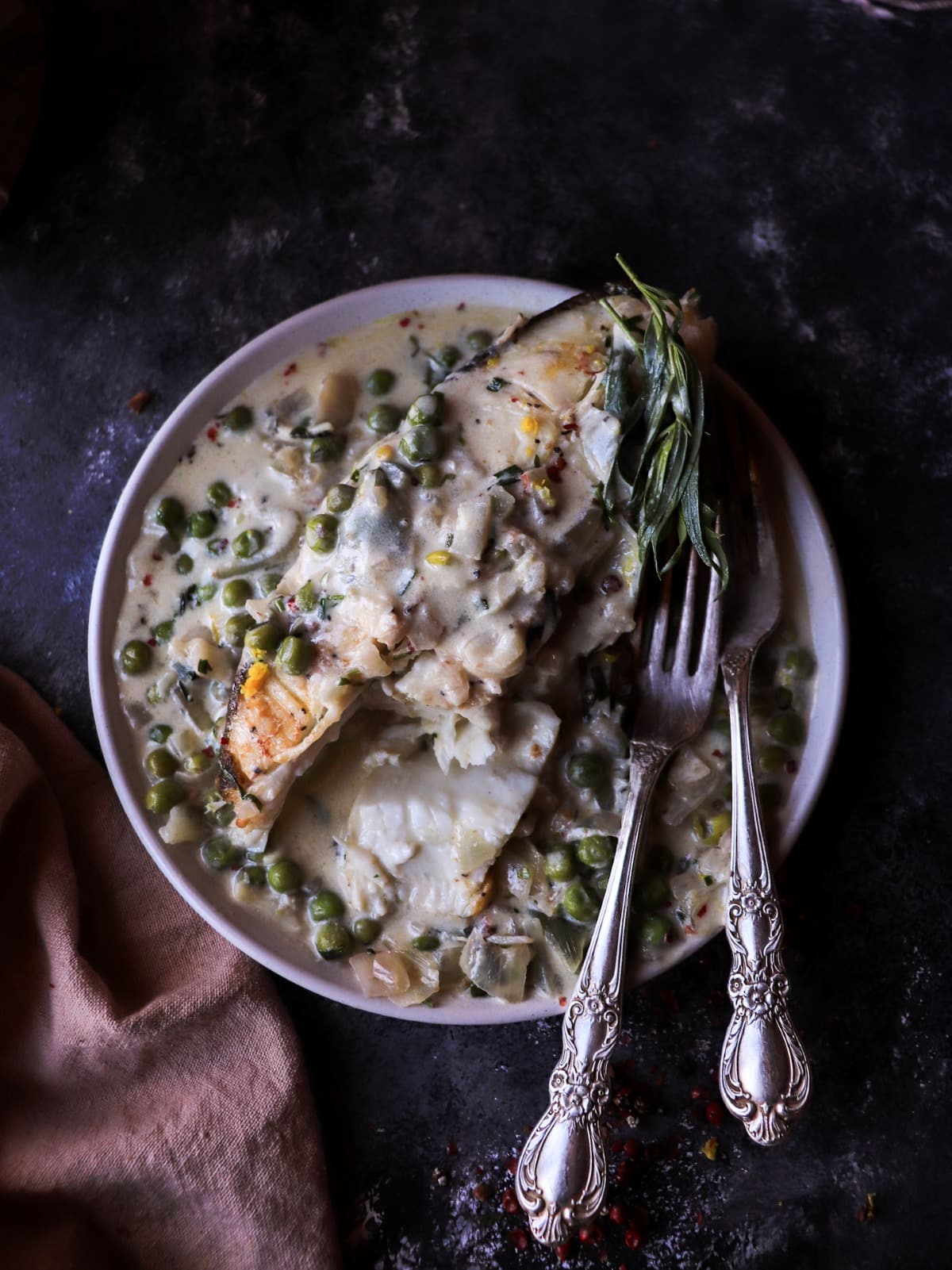 French-inspired halibut with creamy tarragon sauce