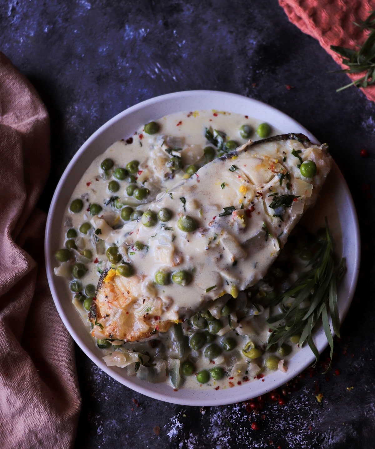 French-inspired halibut with creamy tarragon sauce