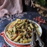 Pasta with Pistachio Cream and Crispy Speck