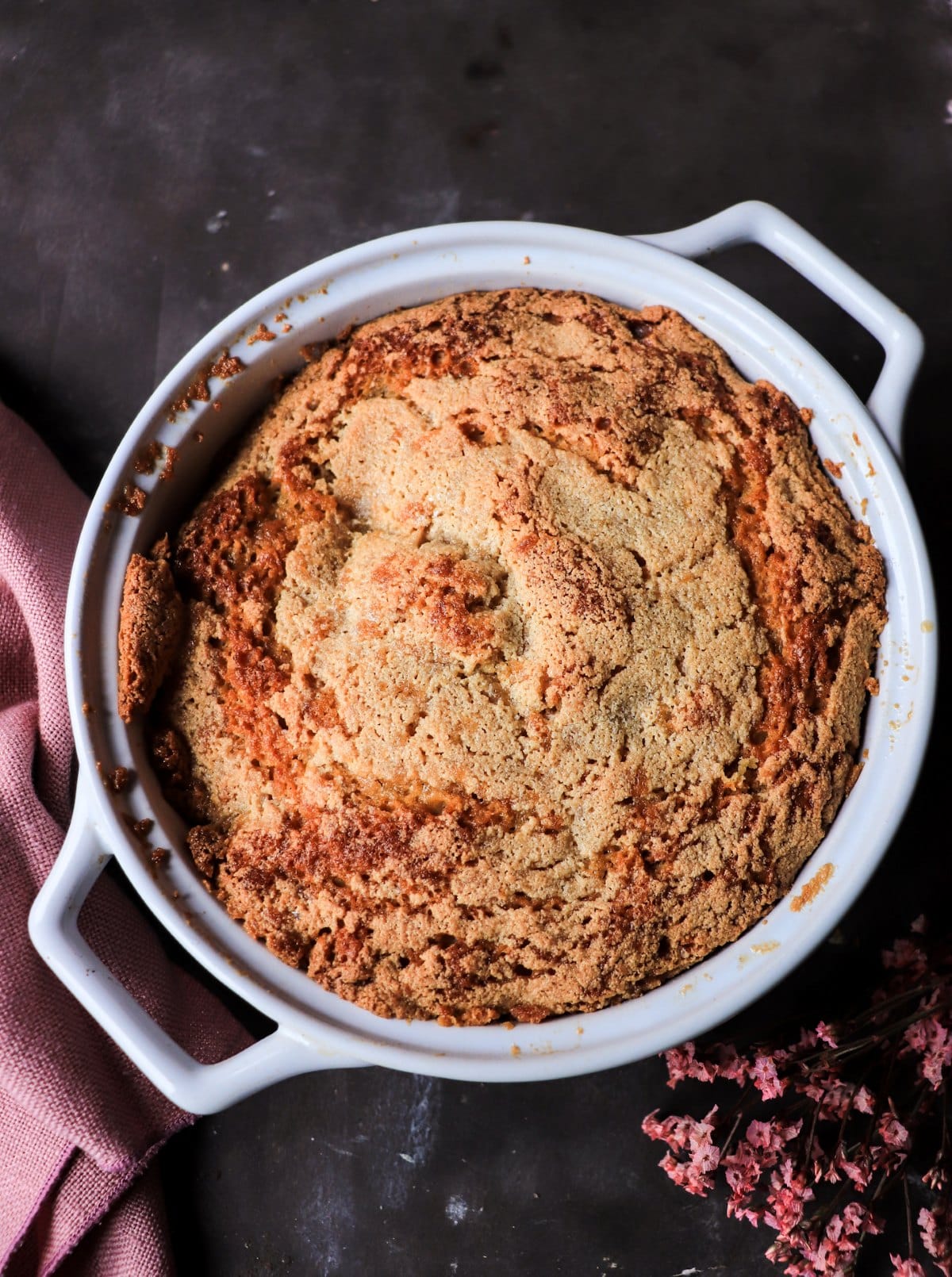 baked pouding chômeur with golden crust
