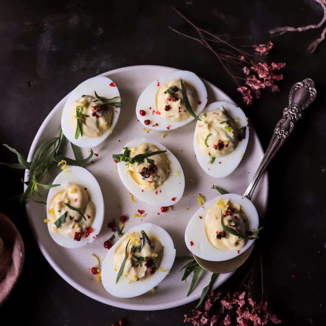 French-Inspired Tarragon Deviled Eggs with Greek Yogurt