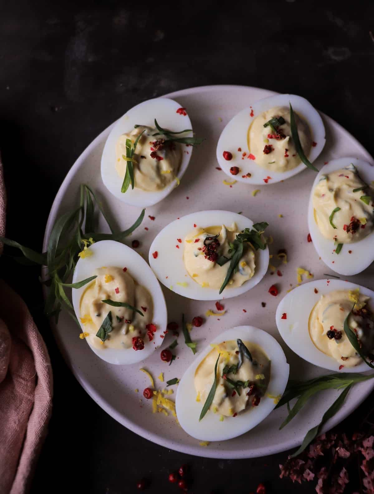 deviled Eggs with Greek Yogurt, tarragon and Dijon