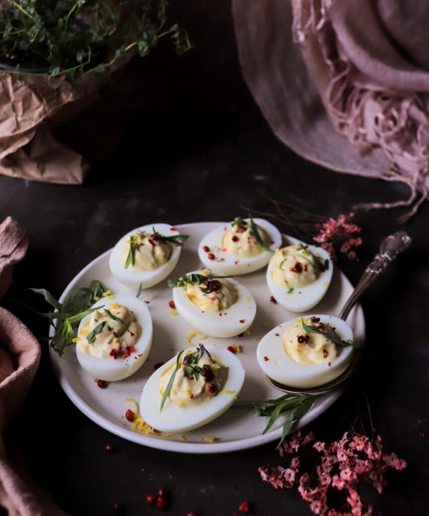 French-Inspired Tarragon Deviled Eggs with Greek Yogurt