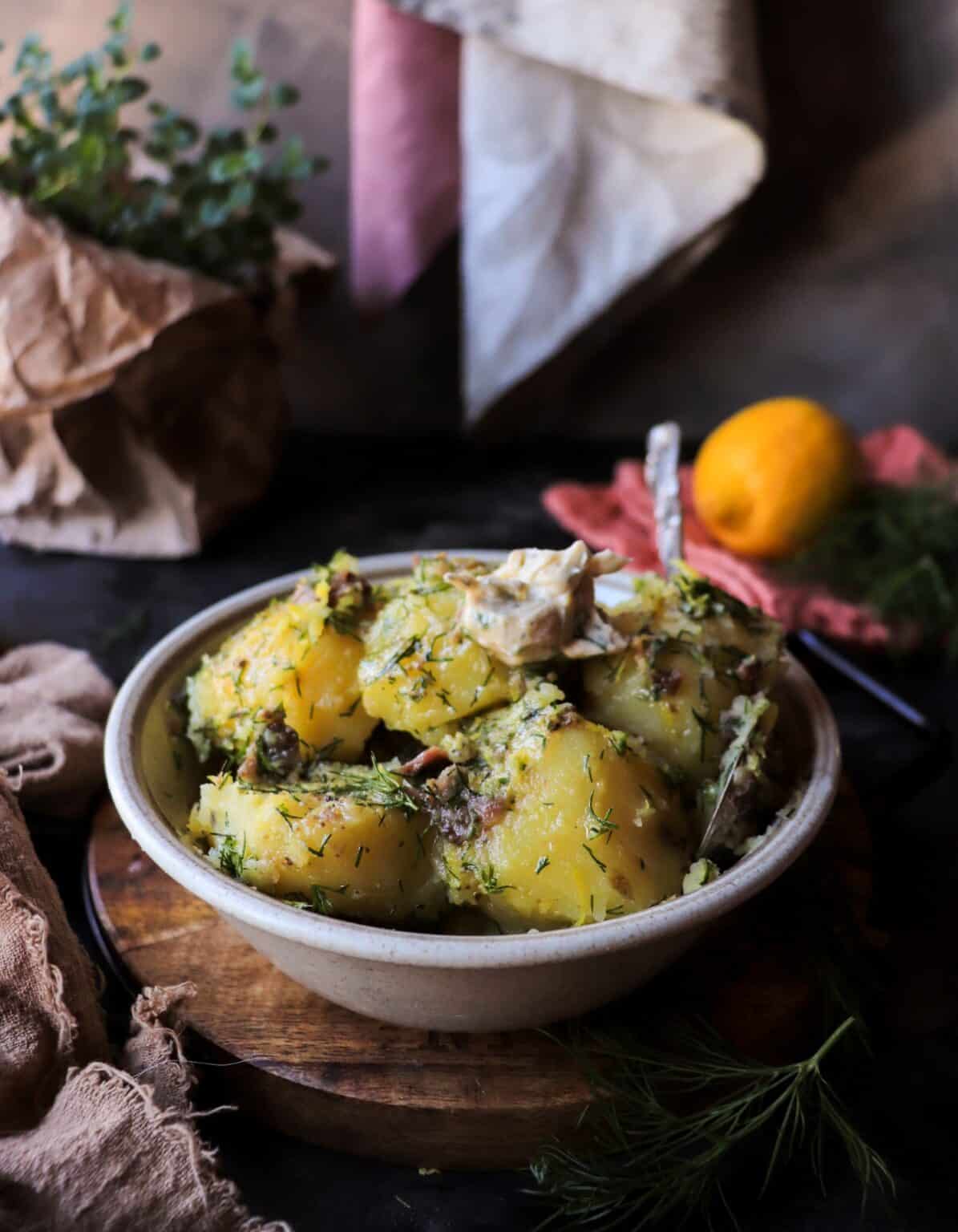 Rustic Boiled Potatoes with Lemon, Dill, and Anchovy Butter