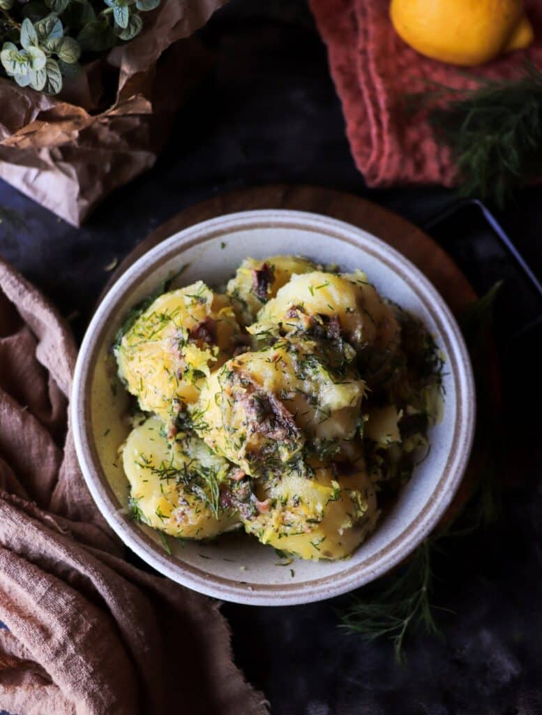 Rustic Boiled Potatoes with Lemon, Dill, and Anchovy Butter