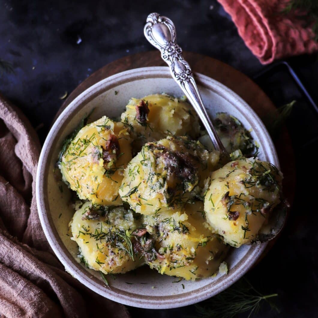 Rustic Boiled Potatoes with Lemon, Dill, and Anchovy Butter