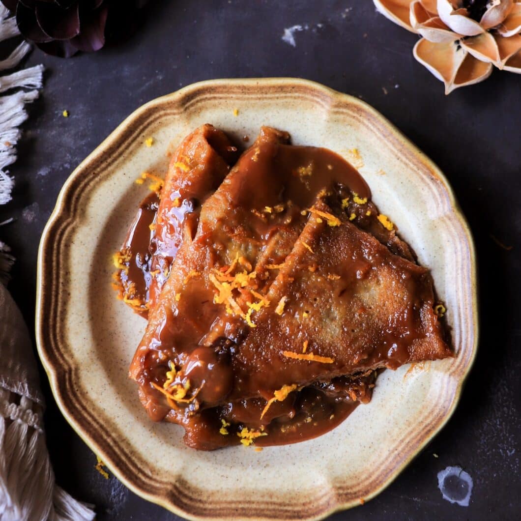 Dulce de Leche Crêpes Suzette with Dark Rum and Orange