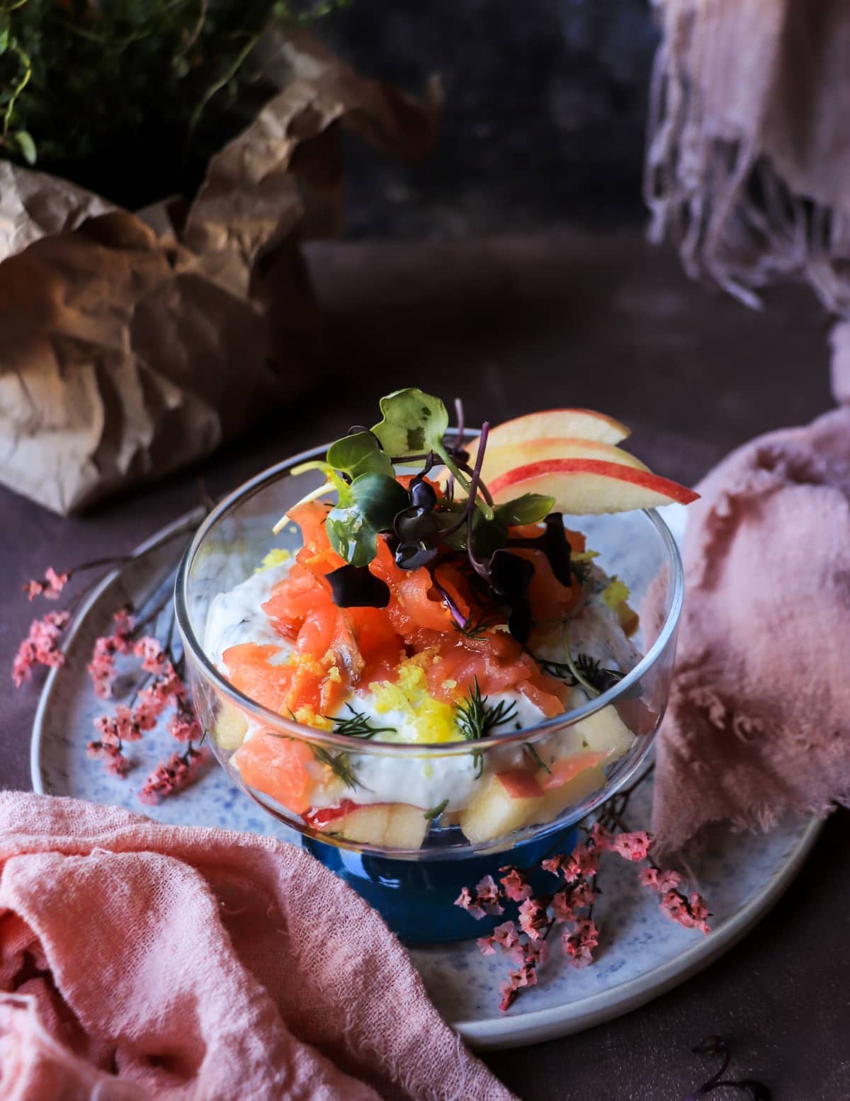 Nordic Horseradish Smoked Salmon Verrine with Apple