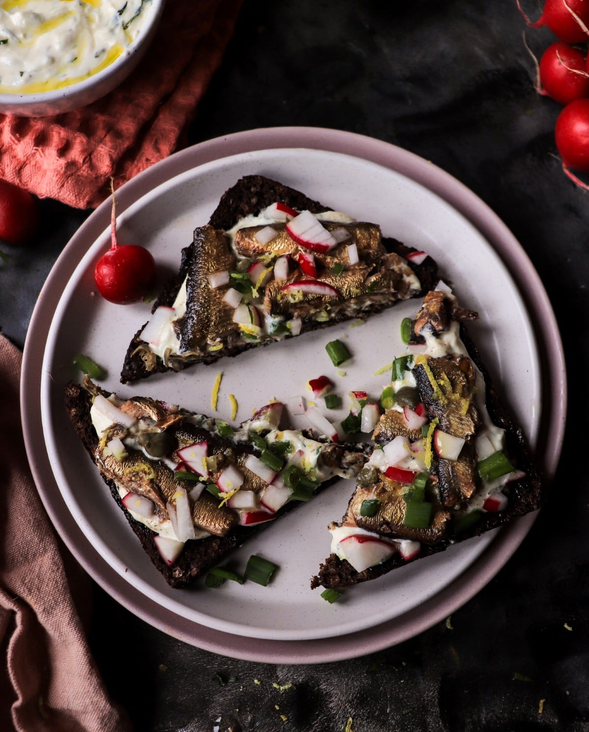 Rye Toast with Sprats and Tarragon Sauce
