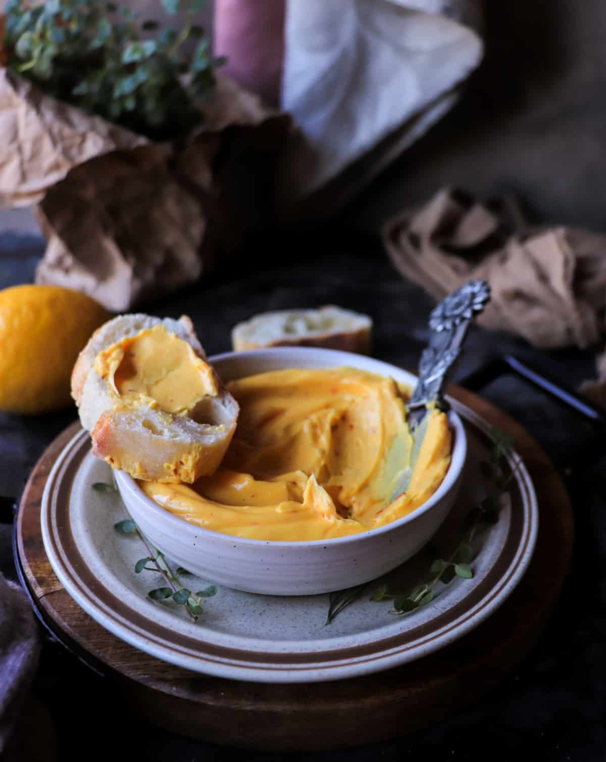 saffron butter on crusty bread