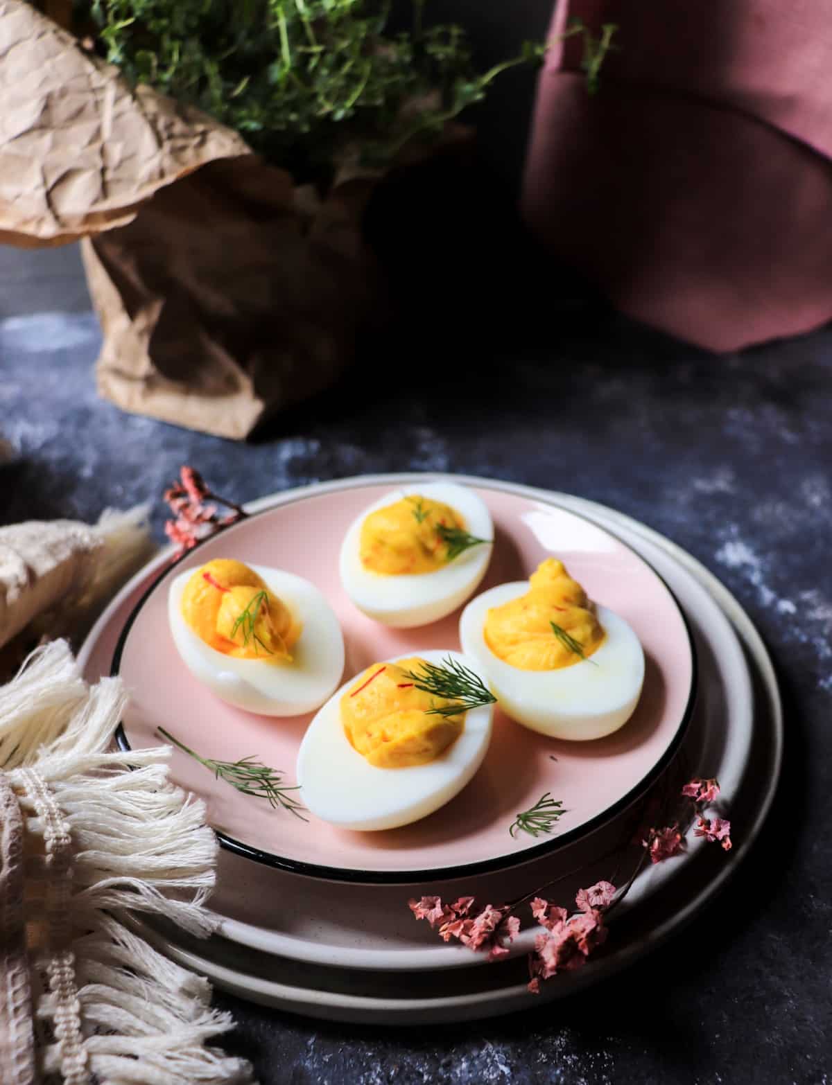 elegant saffron deviled eggs appetizer
