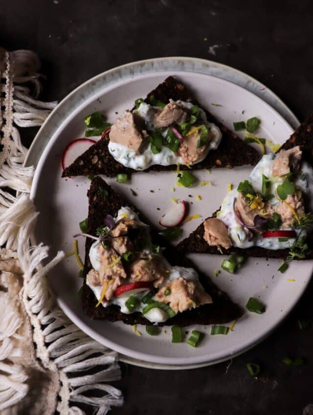 Smoked Cod Liver Rye Toast with Apple and Lemon