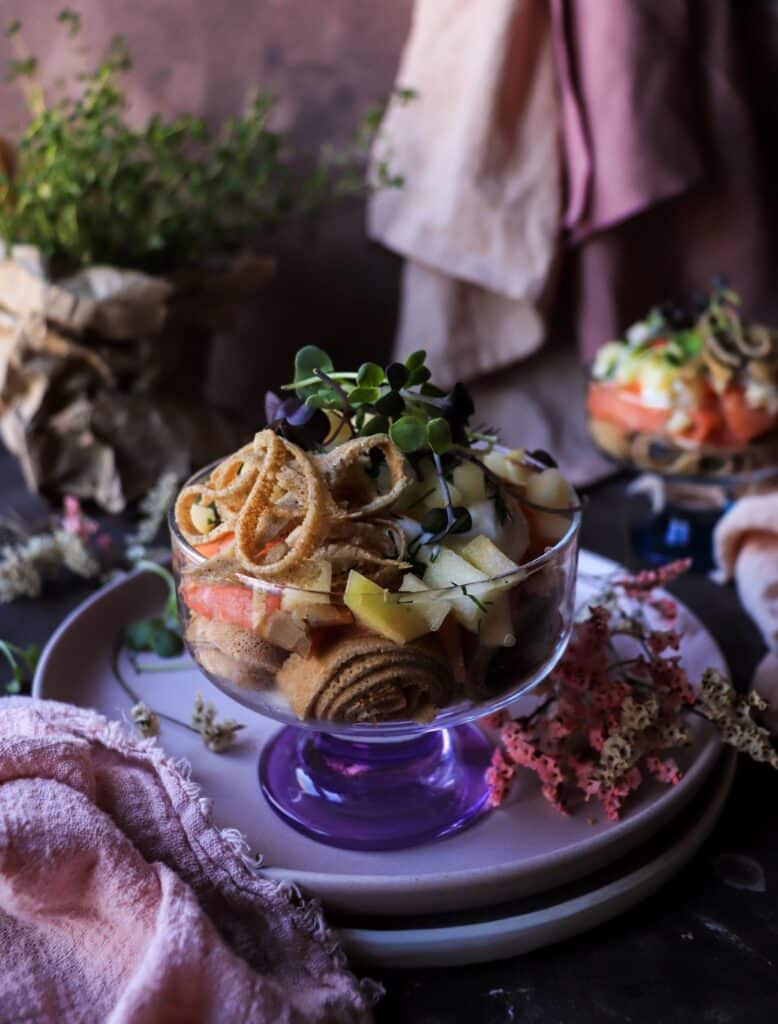 Smoked Salmon Rye Crêpe Verrine