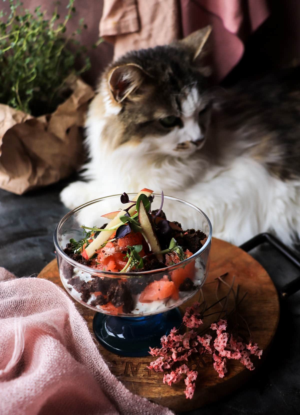 Scandinavian-style smoked salmon verrine