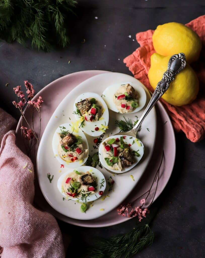 Sprat Deviled Eggs with Dill and Lemon