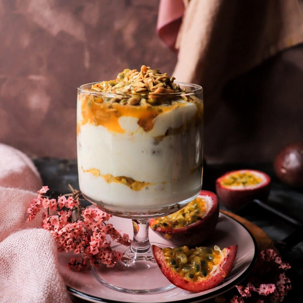 Banana Passion Fruit Parfait with Greek Yogurt and Granola