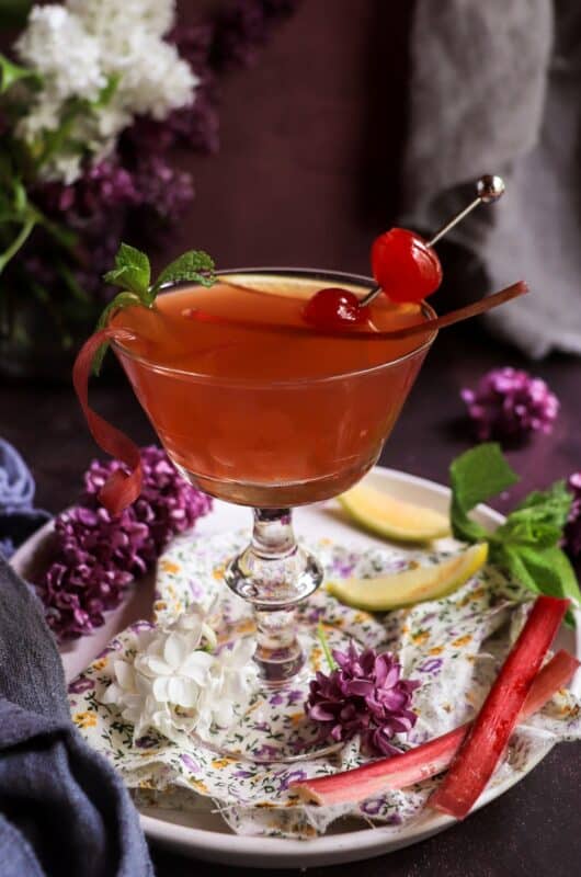 Cherry Rhubarb Gin Sour