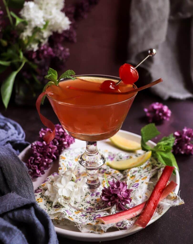 Cherry Rhubarb Gin Sour