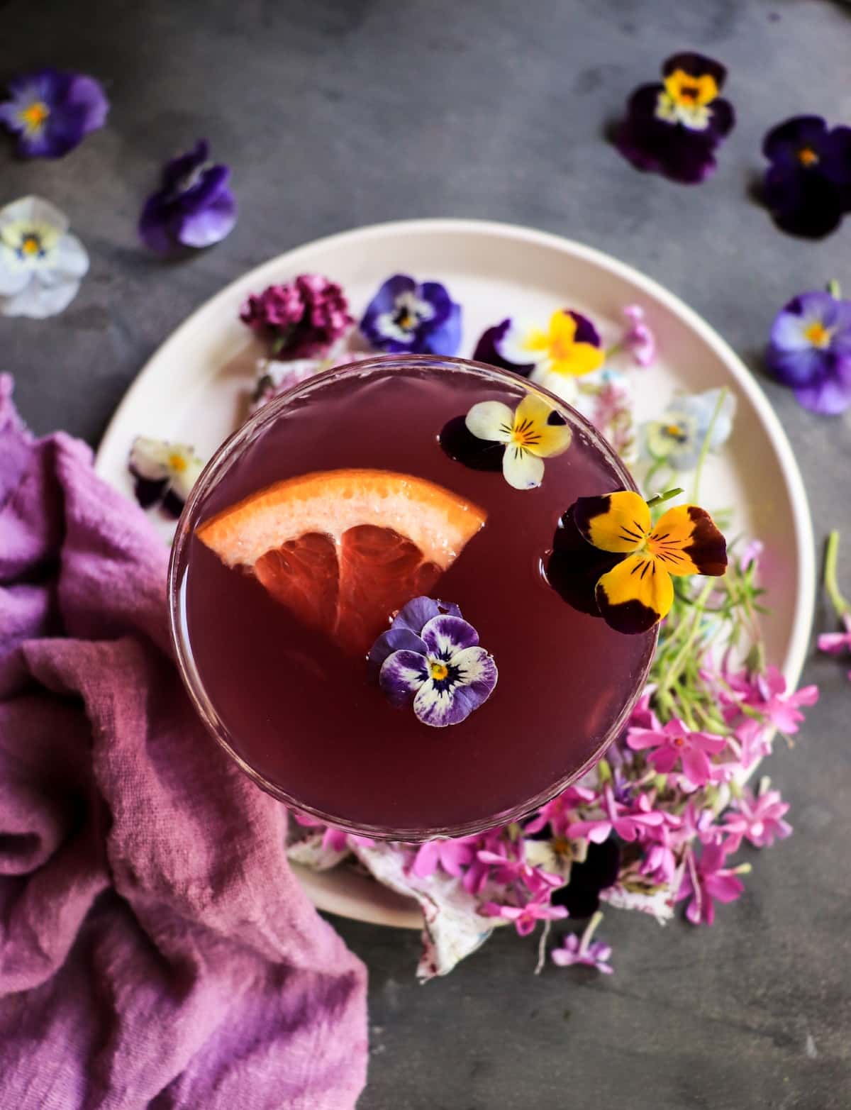 Grapefruit gin cocktail with Empress 1908 Gin and violet liqueur