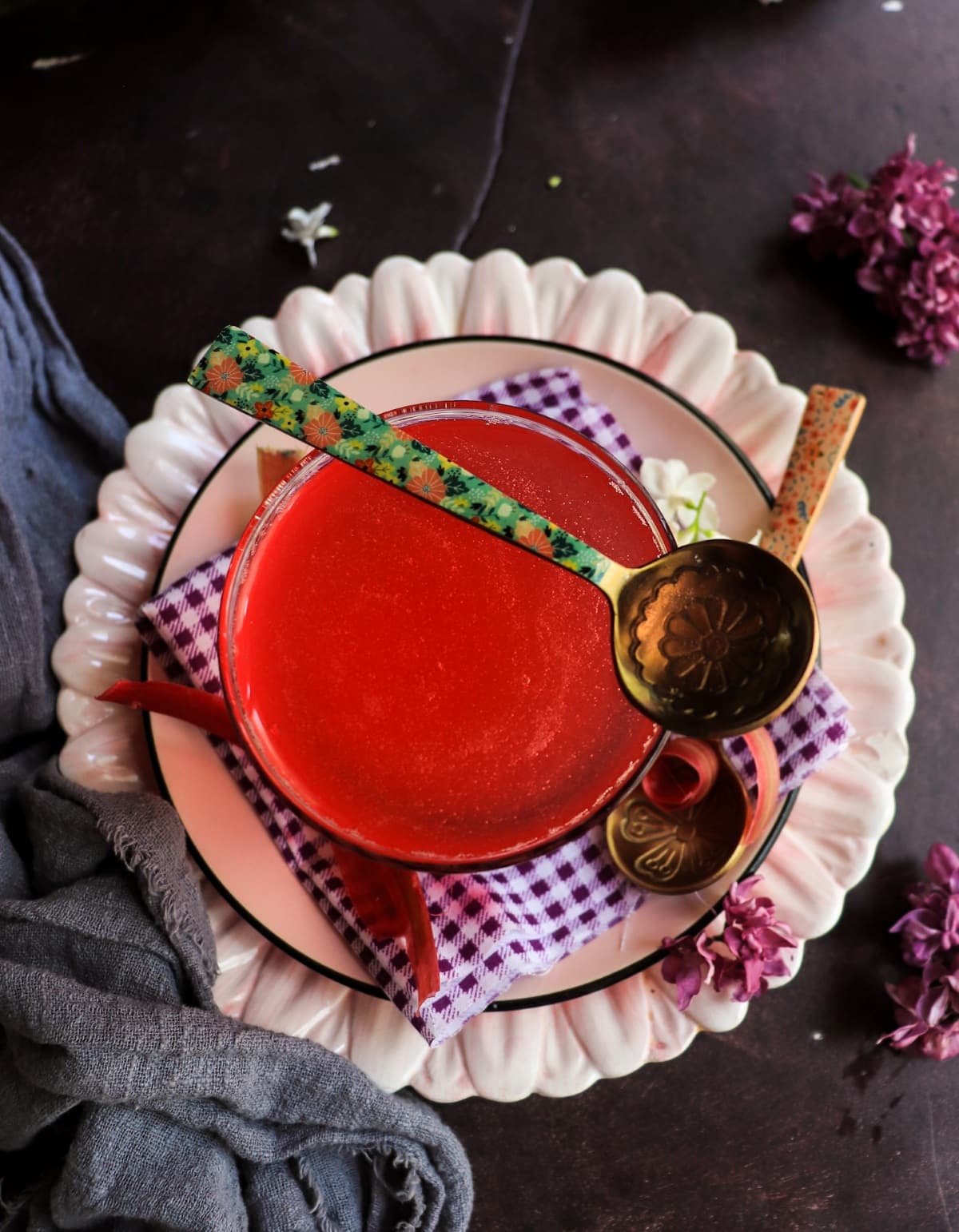 homemade rhubarb syrup for cocktails and drinks